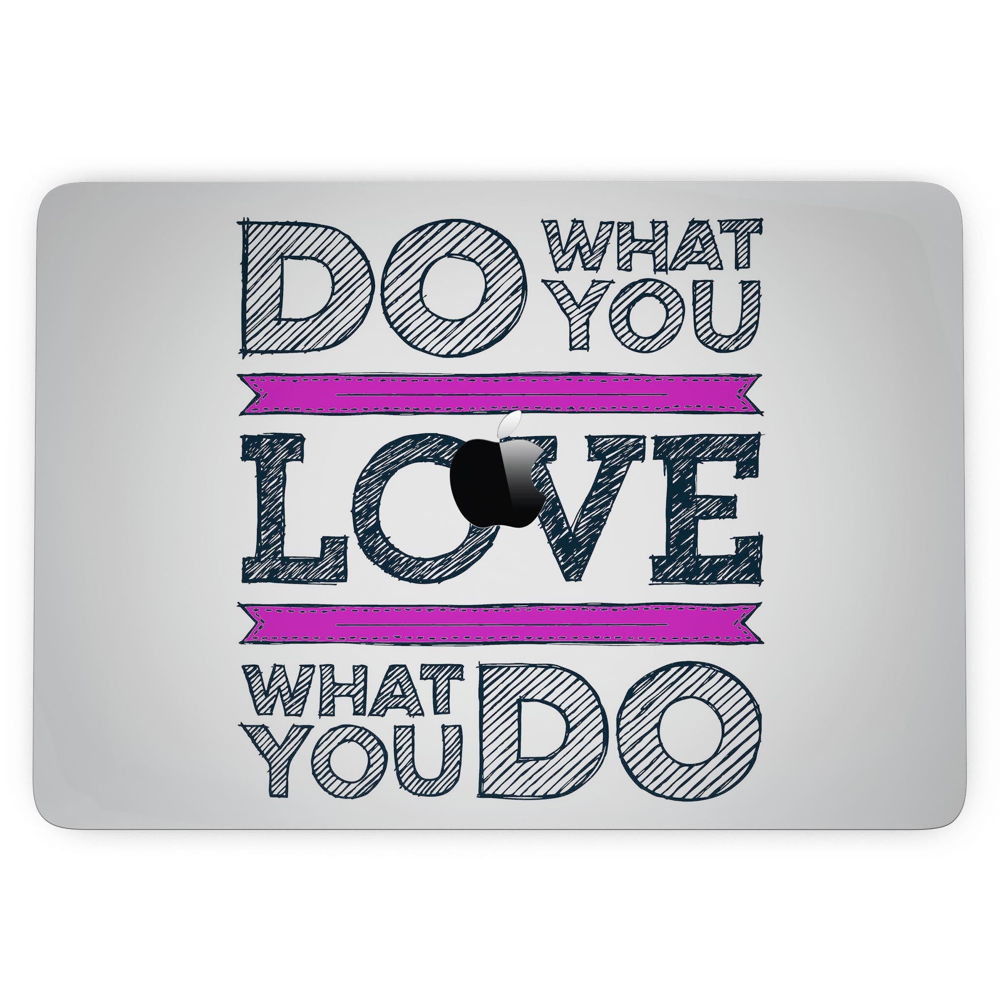 Do What You Love What You Do Pink V2 skin for MacBook Pro with Touch Bar, showcasing vibrant design and premium vinyl material.